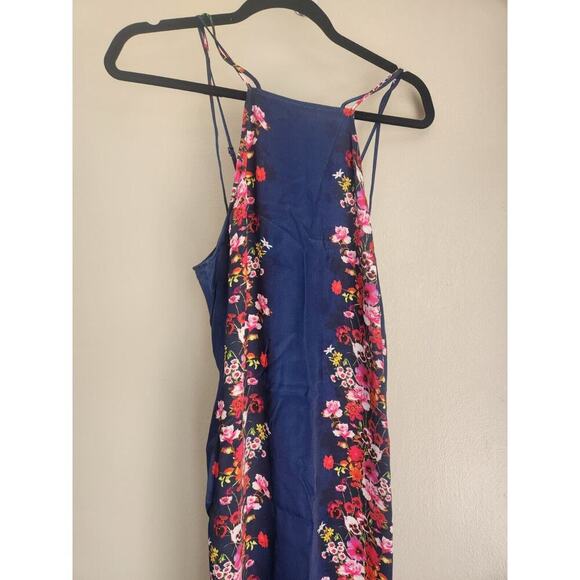 NWD Anthropologie Double-Strap Halter Column Floral Midi Dress Sz XS Navy GC211 - Picture 5 of 12